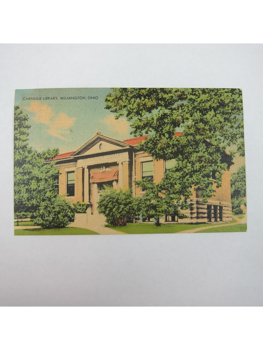 Vintage 1940s Postcard Carnegie Library Wilmington Ohio MWM Litho UNPOSTED RARE